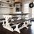 farmhouse table with 2 benches