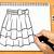 how to draw a skirt step by step