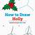 how to draw christmas holly step by step