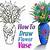 how to draw flowers in a vase step by step