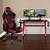 red and black gaming chair and desk
