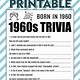 1960s Trivia Questions And Answers Printable
