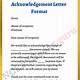 Acknowledgement Letter Template