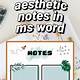 Aesthetic Notes Template Word Free Download