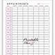 Appointment Sheet Template