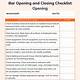 Bar Opening Checklist Template