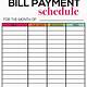 Bill Schedule Template
