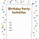 Birthday Party Invitations Free Template