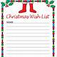 Blank Christmas List Template