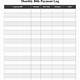 Blank Free Printable Monthly Bill Payment Log