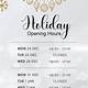 Blank Holiday Hours Template