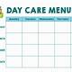 Blank Menu Template For Daycare