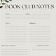 Book Club Notes Template