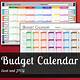 Budget Calendar Template Excel