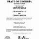 Certificate Of Conversion Georgia Template