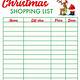 Christmas Shopping List Template