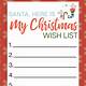Christmas Wish List Template Free