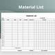 Construction Material List Template Excel