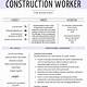 Construction Resume Template Free