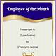Employee Of The Month Template Certificate