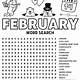 February Word Search Free Printable