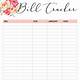 Free Bill Tracker Template