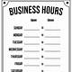 Free Business Hours Sign Template