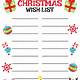 Free Christmas List Printable