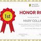Free Editable Honor Roll Certificate Template
