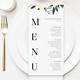 Free Editable Wedding Menu Template