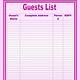 Free Guest List Template