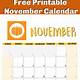 Free Printable November Calendar