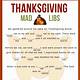 Free Printable Thanksgiving Mad Libs