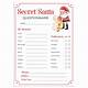 Free Secret Santa Questionnaire Printable