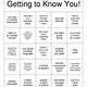 Get To Know You Bingo Template Free