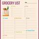 Grocery List Template Editable