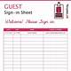 Guest Sign In Sheet Template Free