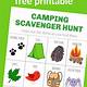 Happy Camper Scavenger Hunt Printable