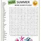 Hard Summer Word Search Printable Free