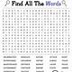 Hard Word Search Free Printable