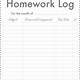 Homework Log Template