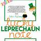 Leprechaun Trap Note Printable