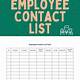 List Of Employees Template