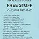 List Of Free Things On Your Birthday