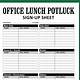 Lunch Sign Up Sheet Template