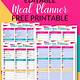 Meal Calendar Template Free