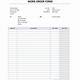 Microsoft Excel Work Order Template