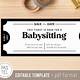 One Free Night Of Babysitting Coupon Template