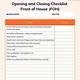 Opening And Closing Checklist Template