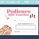 Pedicure Gift Certificate Template Free